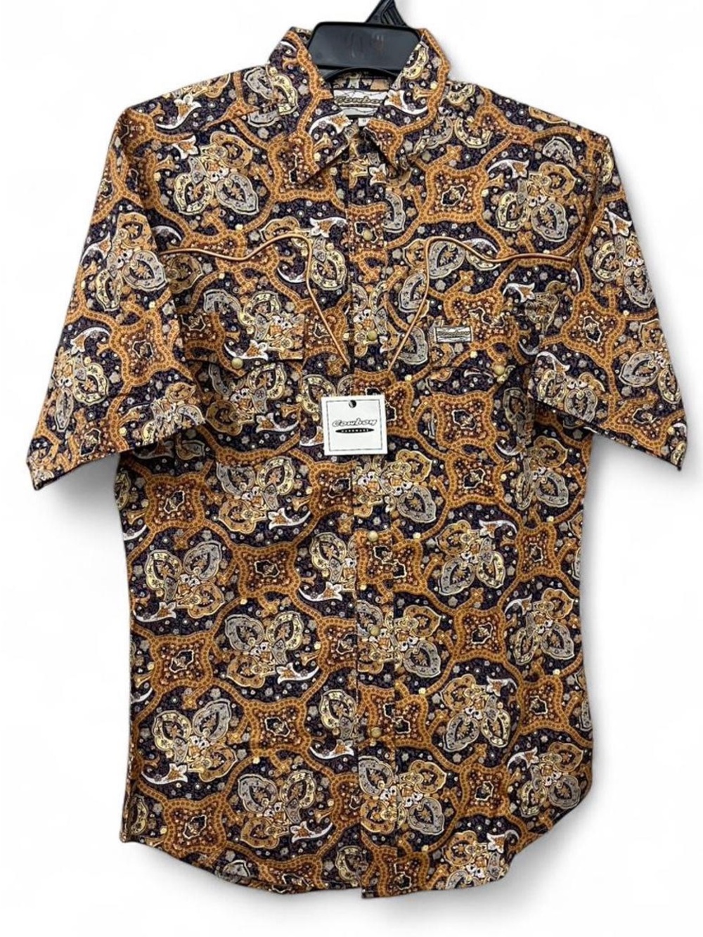 Mens Cowboy Hardware Paisley Pearl Snap Western Shirt size Small